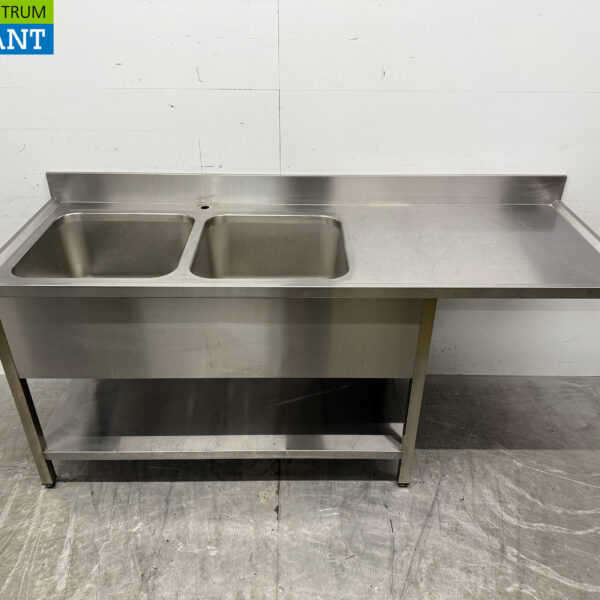 Edelstahl-Spültisch Doppelspülen 200 x 70 cm Catering