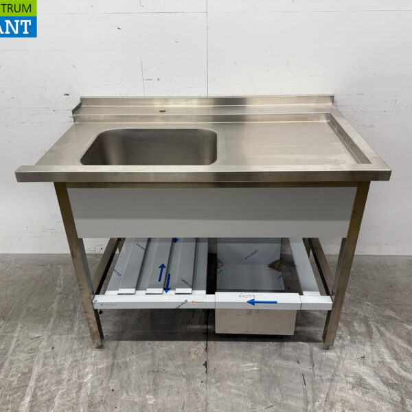 Futtertisch aus Edelstahl für Durchlaufspülmaschine 120 cm Horeca
