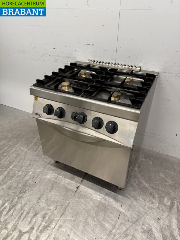 Zanussi 4-Flammen-Gasherd aus Edelstahl mit Backofen 3 x 2/1 GN GAS Horeca – Bild 2