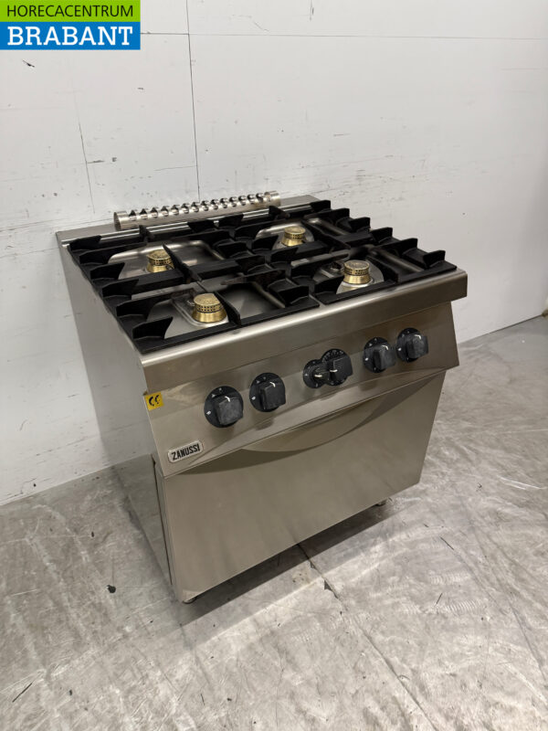 Zanussi 4-Flammen-Gasherd aus Edelstahl mit Backofen 3 x 2/1 GN GAS Horeca – Bild 3