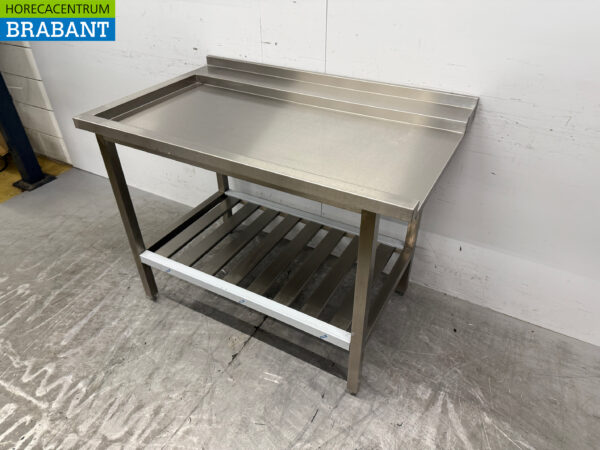 Edelstahl Abtropftisch für Durchschubspülmaschine 120 cm Horeca – Bild 2