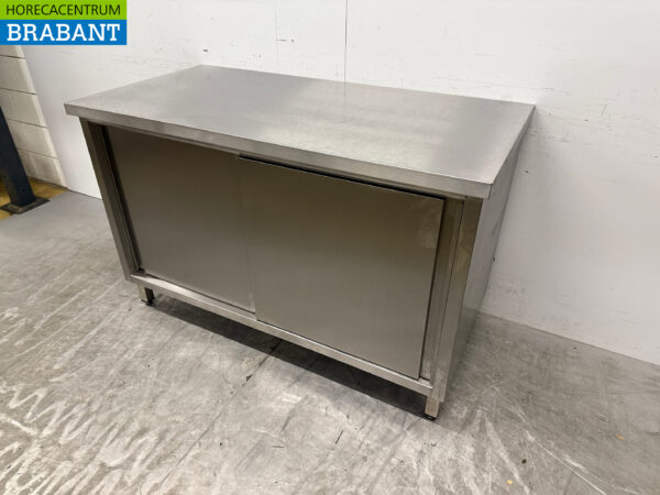 Arbeitsschrank aus Edelstahl 2 Schiebetüren 120 cm Catering – Bild 2