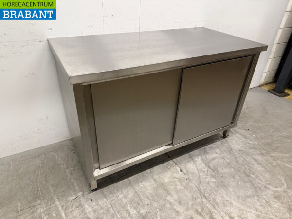 Arbeitsschrank aus Edelstahl 2 Schiebetüren 120 cm Catering – Bild 3