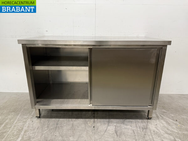 Arbeitsschrank aus Edelstahl 2 Schiebetüren 120 cm Catering – Bild 4