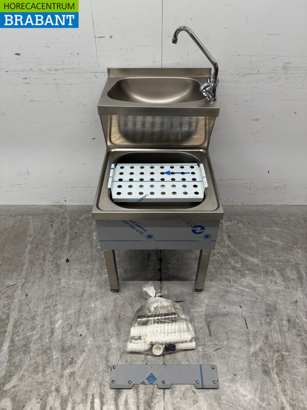 Edelstahl Combisteel Doppelspüle Spülbecken Abtropffläche combi Wasserhahn 50 cm Horeca