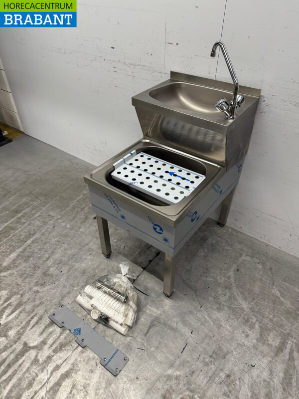 Edelstahl Combisteel Doppelspüle Spülbecken Abtropffläche combi Wasserhahn 50 cm Horeca – Bild 2