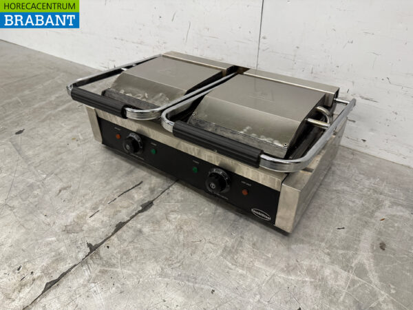 Edelstahl Combisteel Doppelkontakt Panini Grill Gerippt 230V Catering – Bild 2