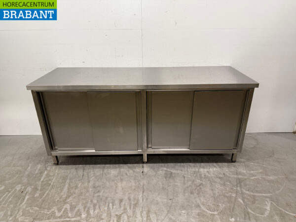 Edelstahl Arbeitsschrank 4 Schiebetüren 200 cm Catering