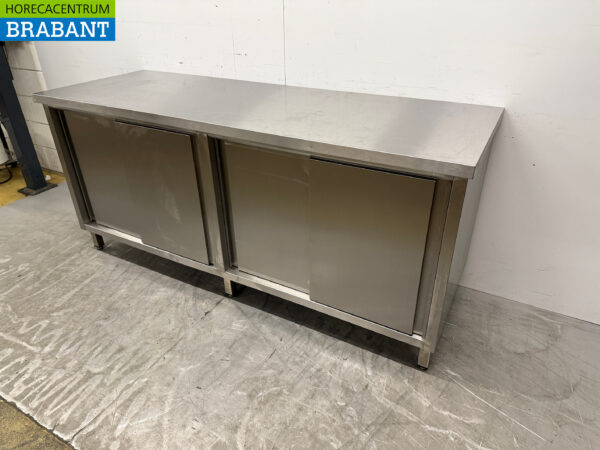 Edelstahl Arbeitsschrank 4 Schiebetüren 200 cm Catering – Bild 2