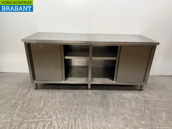 Edelstahl Arbeitsschrank 4 Schiebetüren 200 cm Catering – Bild 4