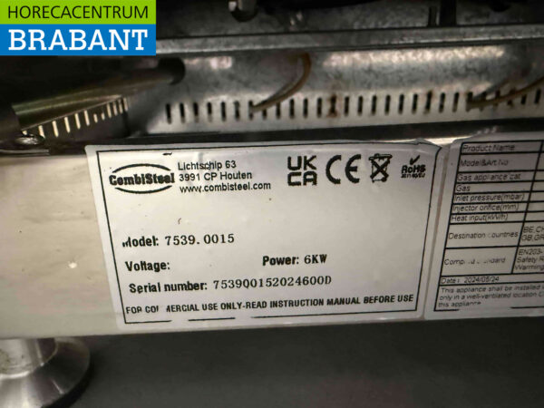 Combisteel Bratplatte aus Edelstahl 65 cm Gas Erdgas Horeca – Bild 5