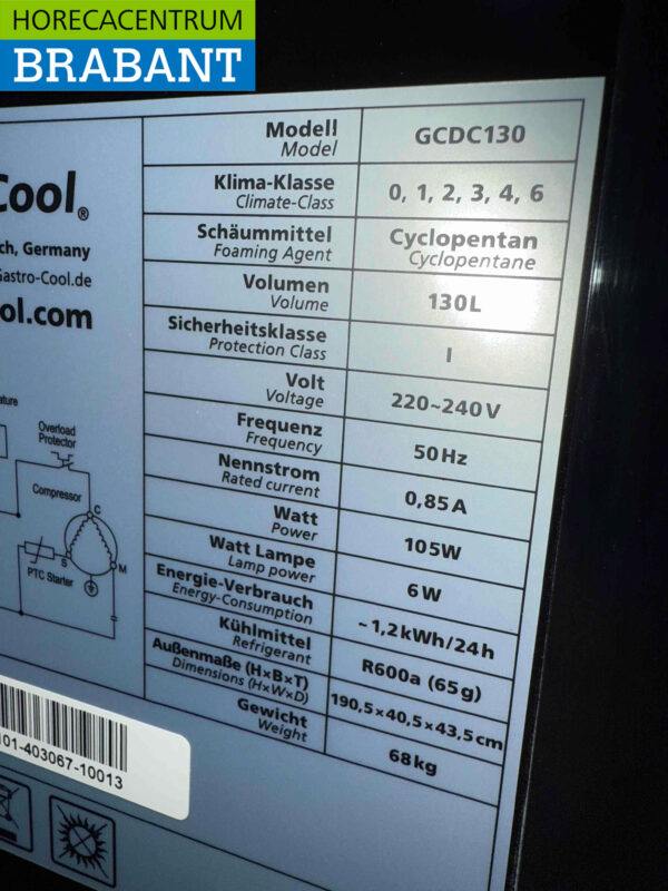 Gastro-Cool Glastürkühlschrank Getränkekühlschrank 155 Liter 230V Horeca – Bild 5