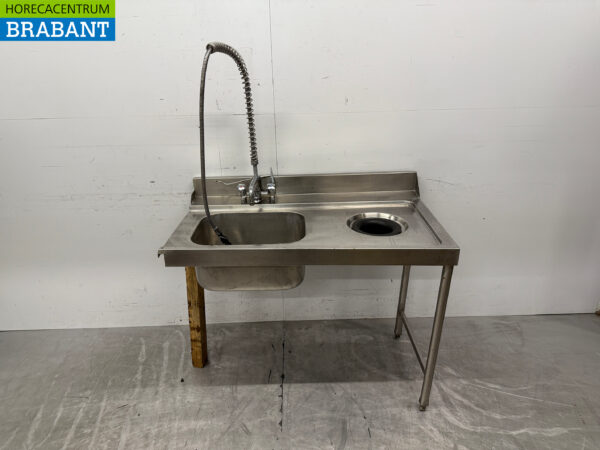 Edelstahl Futtertischspüle mit Wasserhahn und Ablaufloch 120 cm Catering