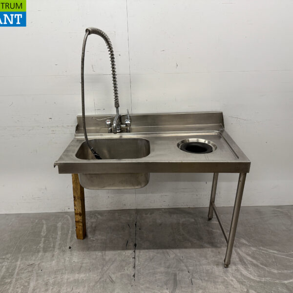 Edelstahl Futtertischspüle mit Wasserhahn und Ablaufloch 120 cm Catering