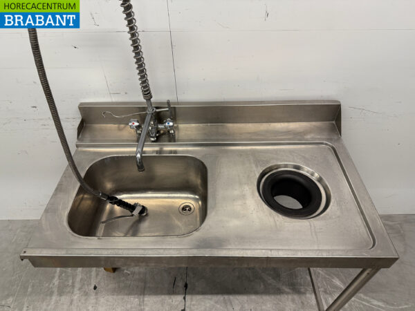 Edelstahl Futtertischspüle mit Wasserhahn und Ablaufloch 120 cm Catering – Bild 4