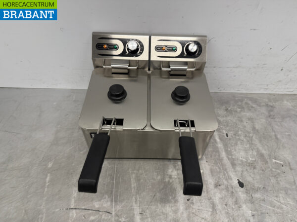 HCB Edelstahl-Doppelfritteuse Frittieren 2 x 4,5 Liter 230V Horeca