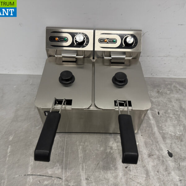 HCB Edelstahl-Doppelfritteuse Frittieren 2 x 4,5 Liter 230V Horeca