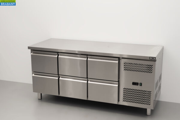 HCB Edelstahl gekühlte Werkbank 6 Schubladen 179,5 cm 230V Horeca – Bild 2