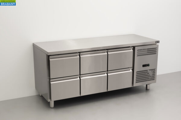 HCB Edelstahl gekühlte Werkbank 6 Schubladen 179,5 cm 230V Horeca – Bild 3
