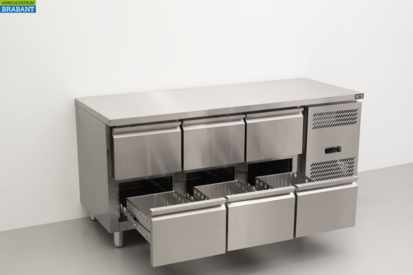 HCB Edelstahl gekühlte Werkbank 6 Schubladen 179,5 cm 230V Horeca – Bild 4