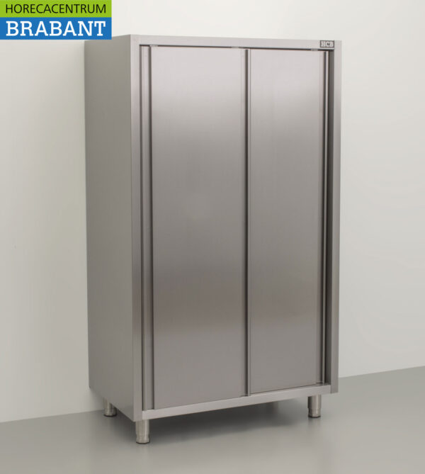 HCB Edelstahl Servierschrank Arbeitsschrank 2 Schiebetüren Premium-line 100 cm Catering – Bild 3