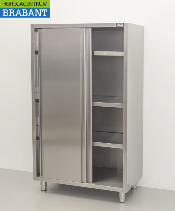 HCB Edelstahl Servierschrank Arbeitsschrank 2 Schiebetüren Premium-line 100 cm Catering – Bild 4