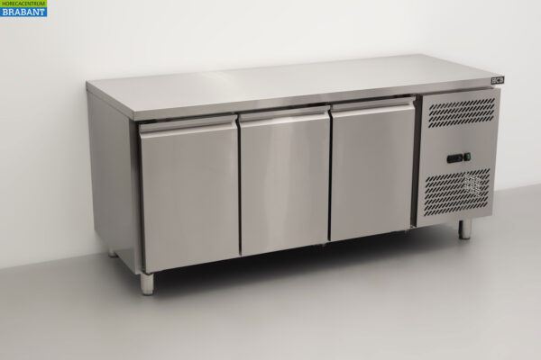 Edelstahl Gefriertruhe Werkbank 3 Türen 1/1 Gastronorm 179,5 cm Catering – Bild 3