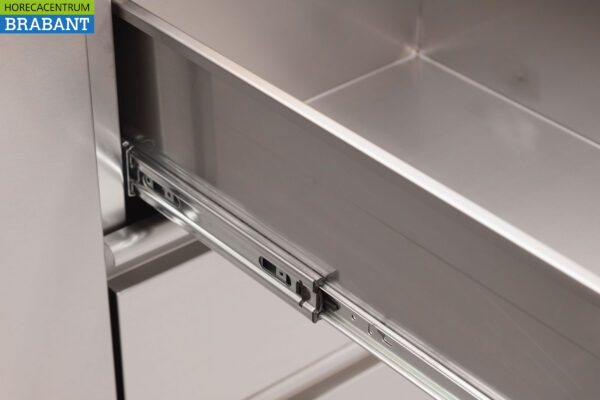 HCB Edelstahl Polyethylen PE Arbeitsschrank Schrank Schneidetisch 2 Flügeltüren 3 Schubladen 140 cm Gastronomie Metzgerei – Bild 7