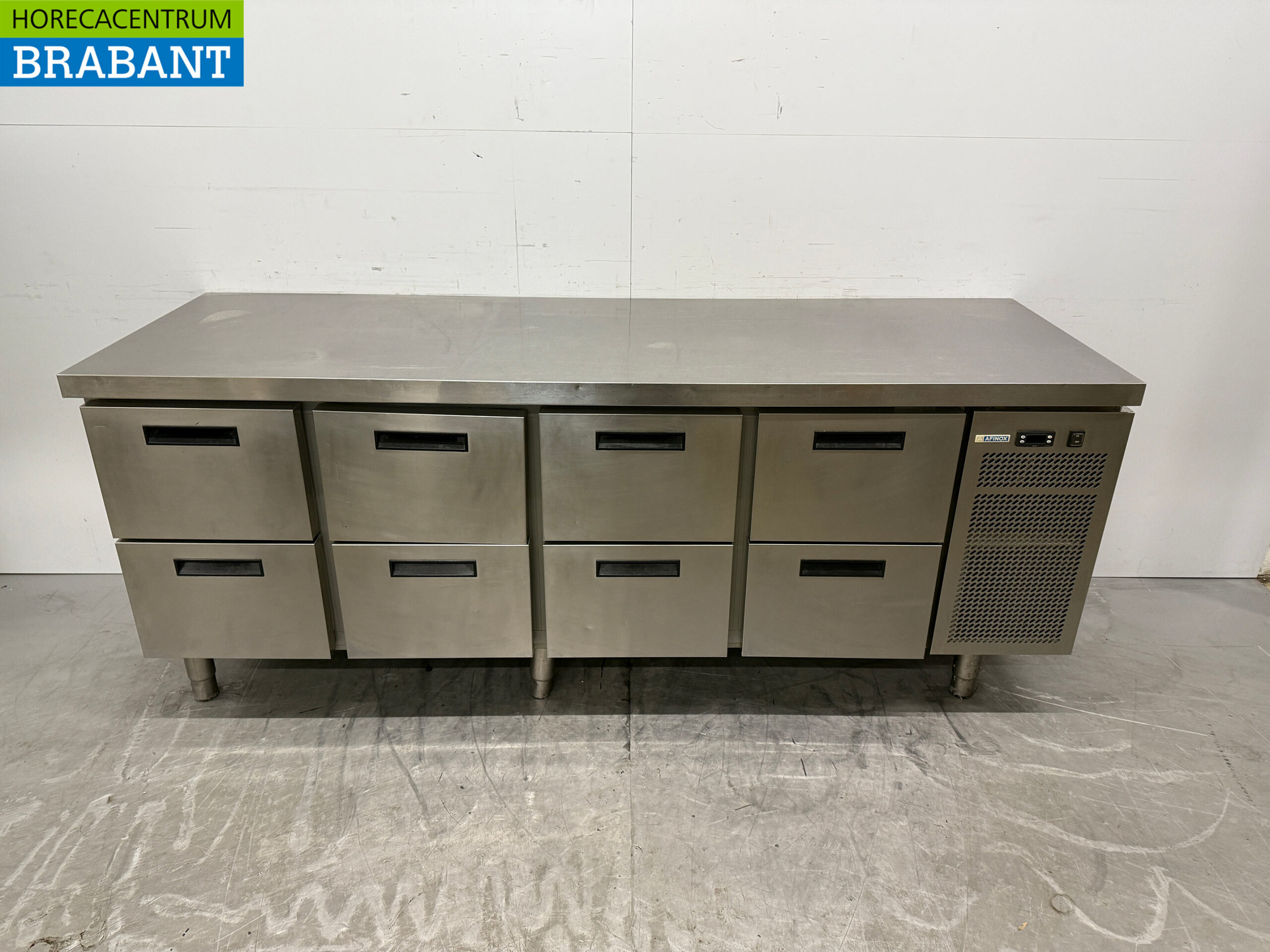 Edelstahl Afinox Gekühlte Werkbank 8 Schubladen 218 cm 230V Horeca