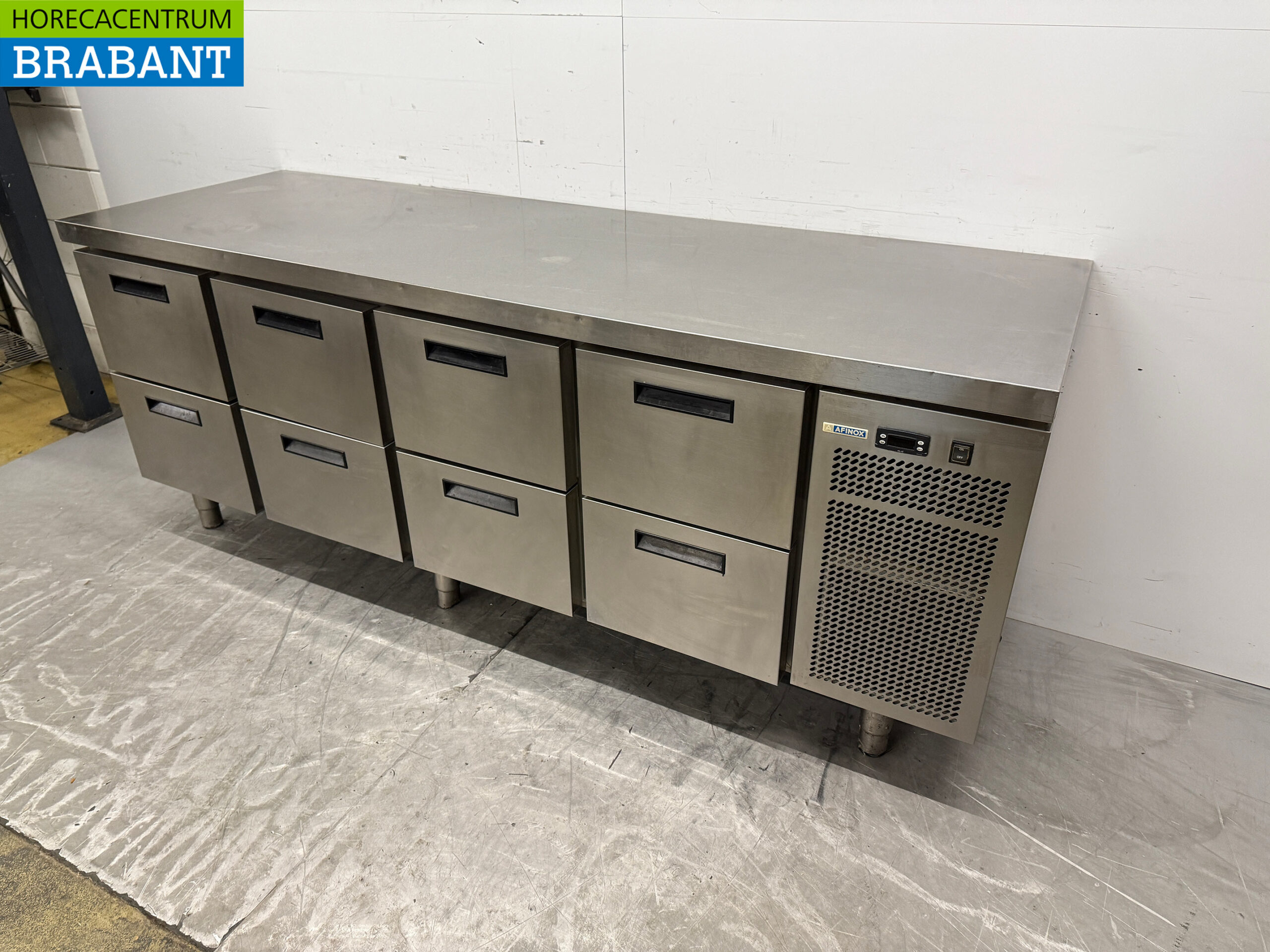 Edelstahl Afinox Gekühlte Werkbank 8 Schubladen 218 cm 230V Horeca – Bild 2