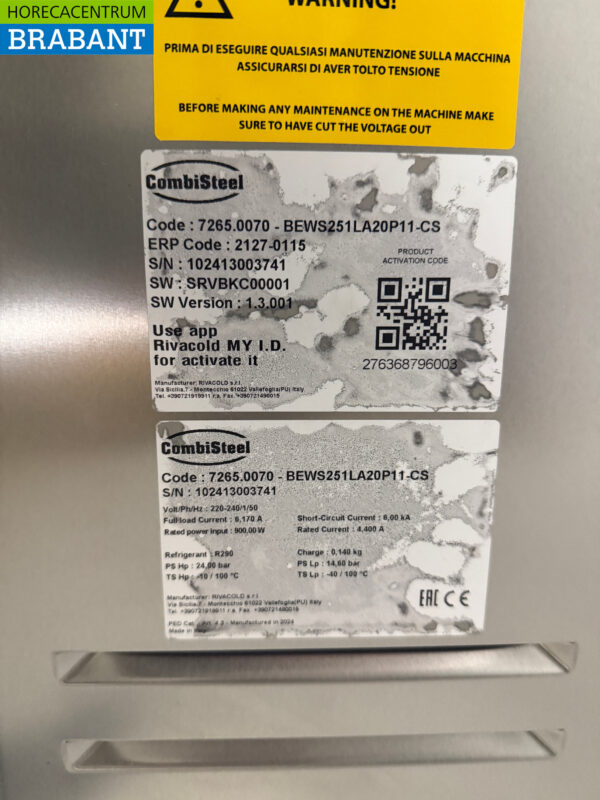 Edelstahl Combisteel/Rivacold Gefrierzelleneinheit Gefrierzelleneinschub Monoblock Oberschrank 7,4 m3 400V Horeca – Bild 5