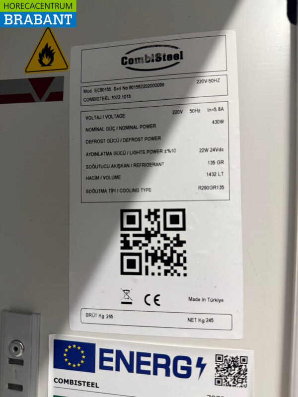 Combisteel 3-Tür-Glastür-Kühlschrank 1432 Liter 230V Horeca – Bild 5