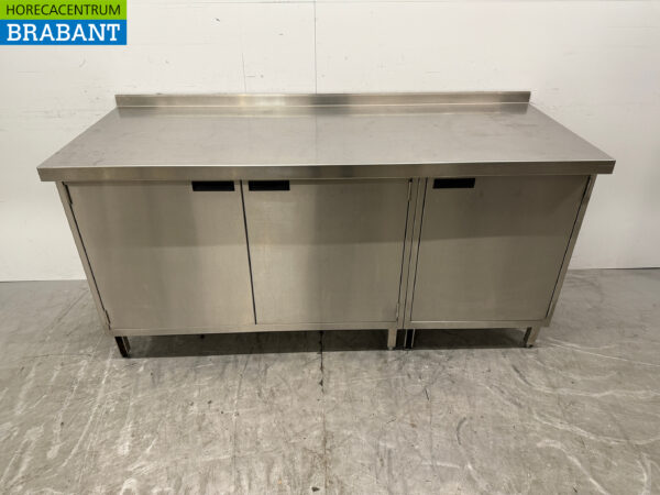 Edelstahl Arbeitsschrank 180,5 x 70 cm 3 Flügeltüren Catering