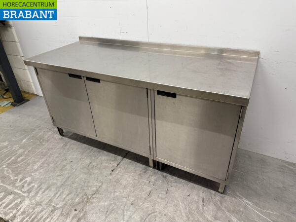 Edelstahl Arbeitsschrank 180,5 x 70 cm 3 Flügeltüren Catering – Bild 2