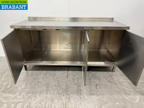 Edelstahl Arbeitsschrank 180,5 x 70 cm 3 Flügeltüren Catering – Bild 4