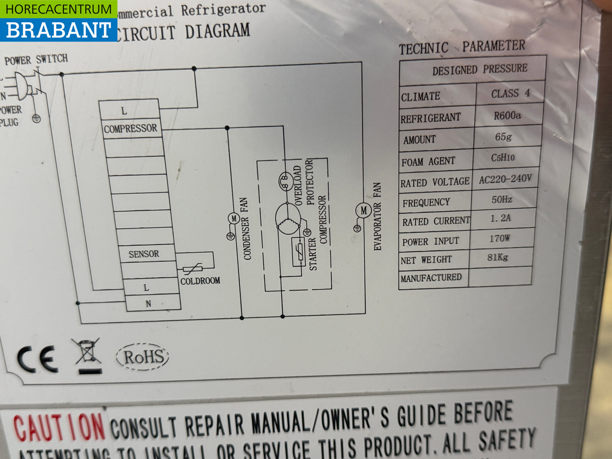 Saro Kühltheke aus Edelstahl 2 Türen 90,5 cm 230V Horeca – Bild 5