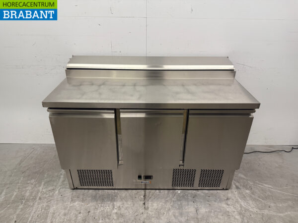 Edelstahl Amitek Saladette Gekühlte Werkbank 3 Türen 136,5 cm 230V Horeca