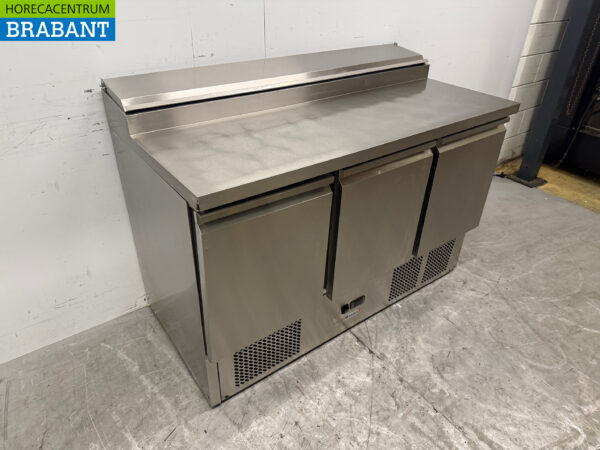 Edelstahl Amitek Saladette Gekühlte Werkbank 3 Türen 136,5 cm 230V Horeca – Bild 3