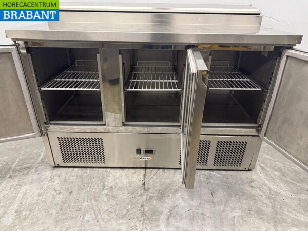 Edelstahl Amitek Saladette Gekühlte Werkbank 3 Türen 136,5 cm 230V Horeca – Bild 5