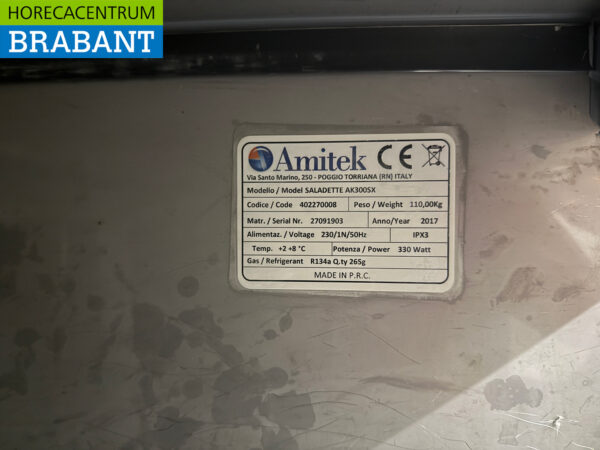 Edelstahl Amitek Saladette Gekühlte Werkbank 3 Türen 136,5 cm 230V Horeca – Bild 6