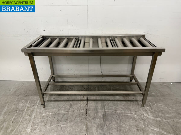 Edelstahl Abtropftisch / Rollenbahn für Durchschubspülmaschine 160,5 cm Horeca