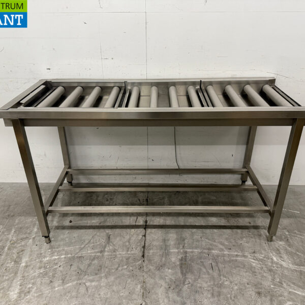 Edelstahl Abtropftisch / Rollenbahn für Durchschubspülmaschine 160,5 cm Horeca