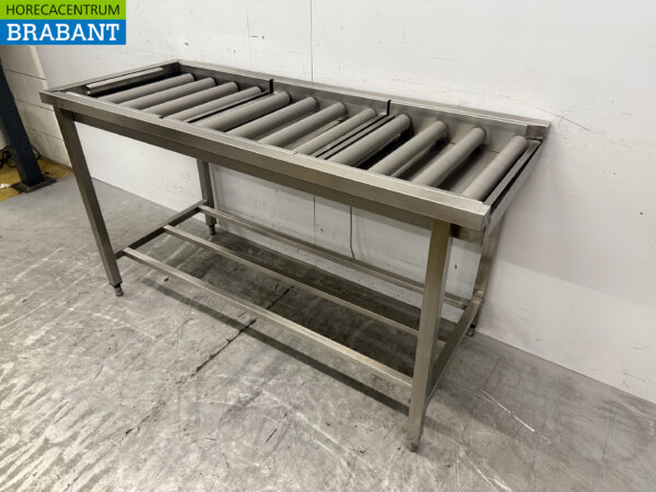 Edelstahl Abtropftisch / Rollenbahn für Durchschubspülmaschine 160,5 cm Horeca – Bild 2