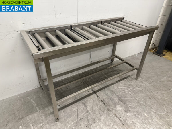Edelstahl Abtropftisch / Rollenbahn für Durchschubspülmaschine 160,5 cm Horeca – Bild 3