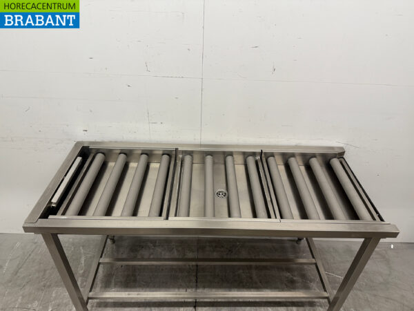 Edelstahl Abtropftisch / Rollenbahn für Durchschubspülmaschine 160,5 cm Horeca – Bild 4
