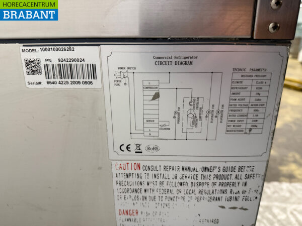 Edelstahl Kühltheke 3 Türen 137 cm 230V Horeca – Bild 5