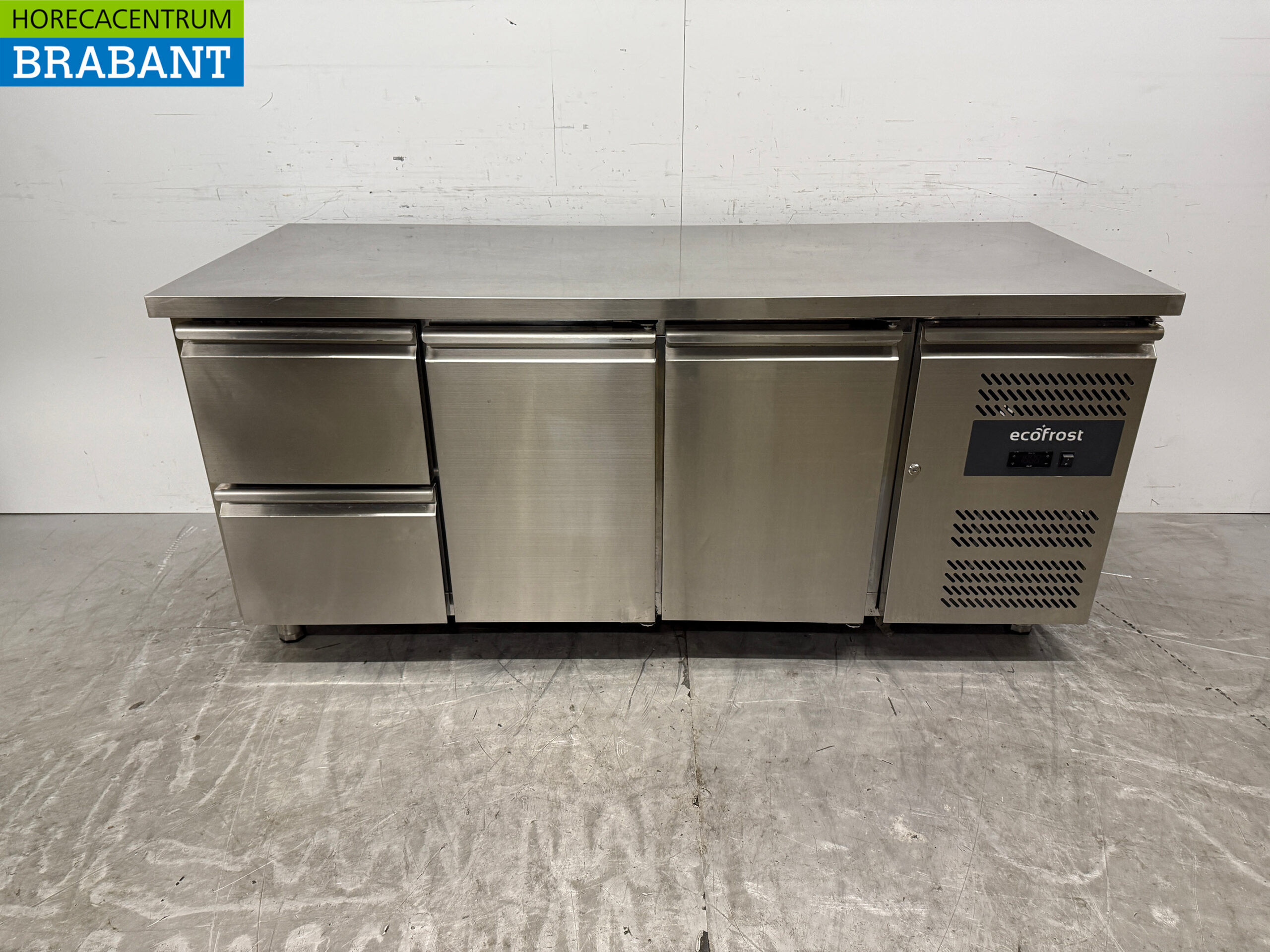 Ecofrost gekühlte Werkbank aus Edelstahl 2 Türen und 2 Schubladen 179,5 cm 230V Horeca