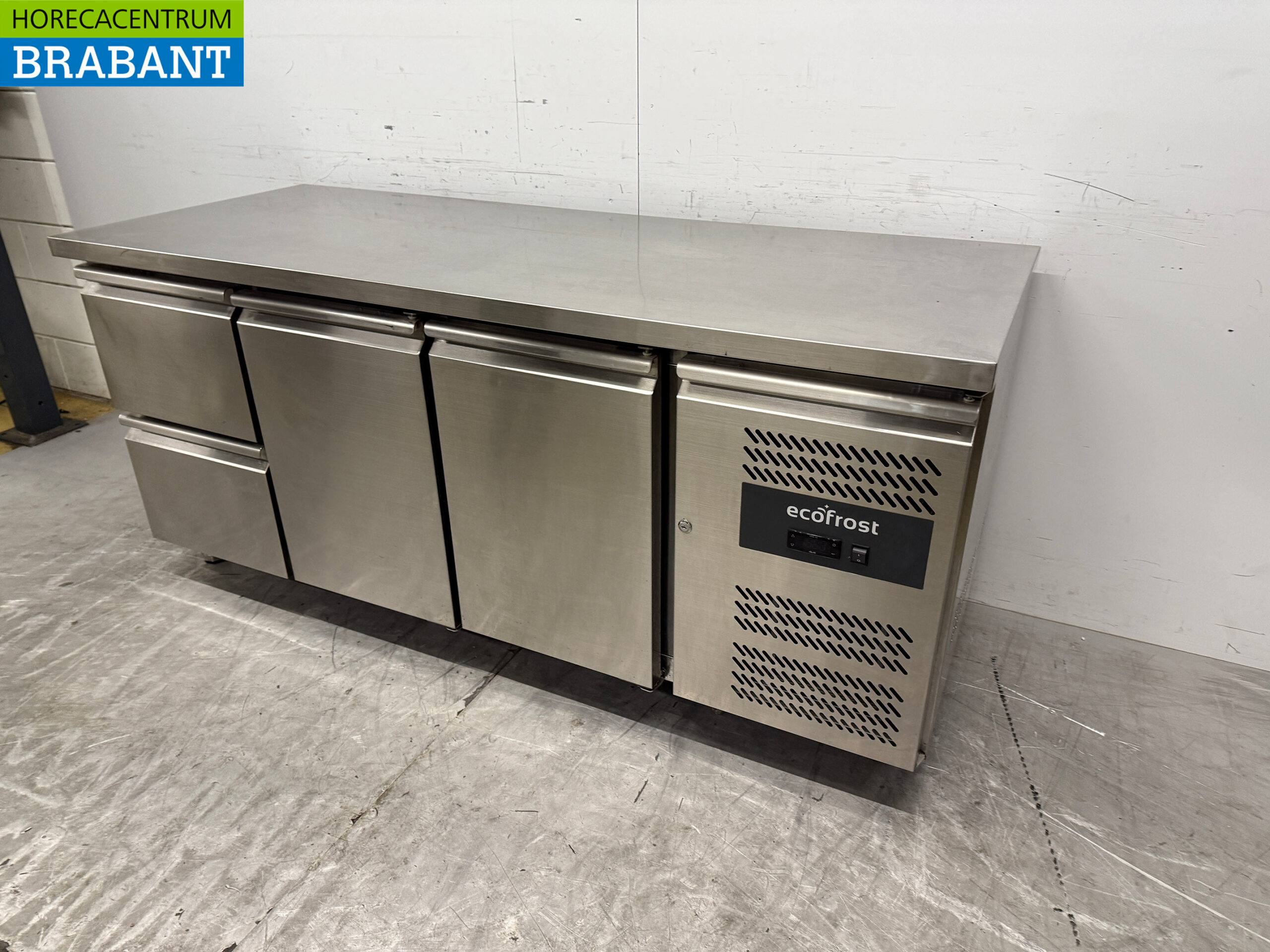 Ecofrost gekühlte Werkbank aus Edelstahl 2 Türen und 2 Schubladen 179,5 cm 230V Horeca – Bild 2