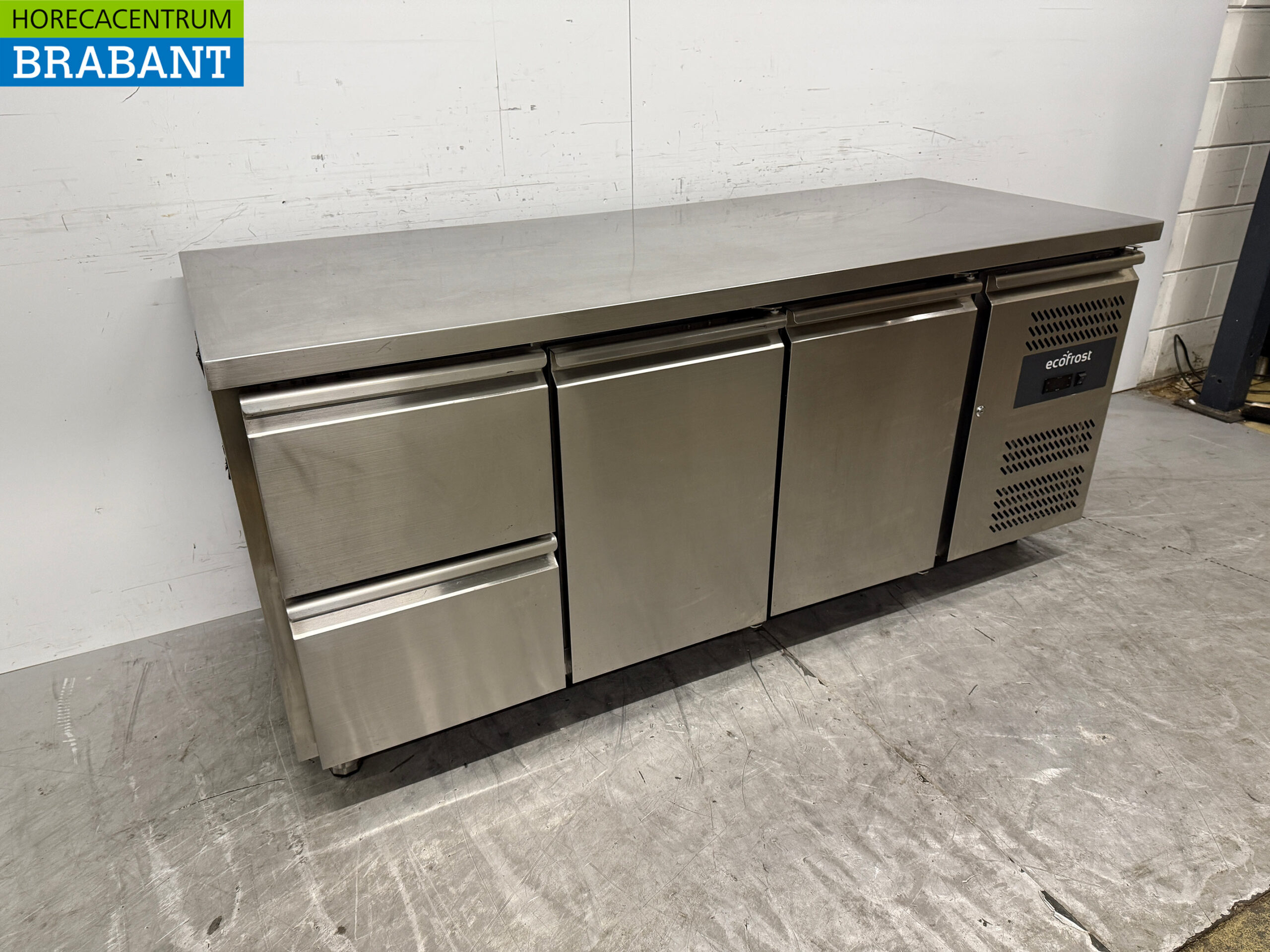 Ecofrost gekühlte Werkbank aus Edelstahl 2 Türen und 2 Schubladen 179,5 cm 230V Horeca – Bild 3