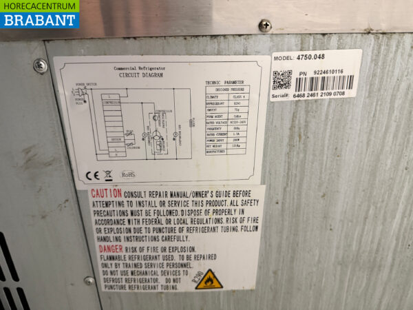 Ecofrost gekühlte Werkbank aus Edelstahl 2 Türen und 2 Schubladen 179,5 cm 230V Horeca – Bild 6